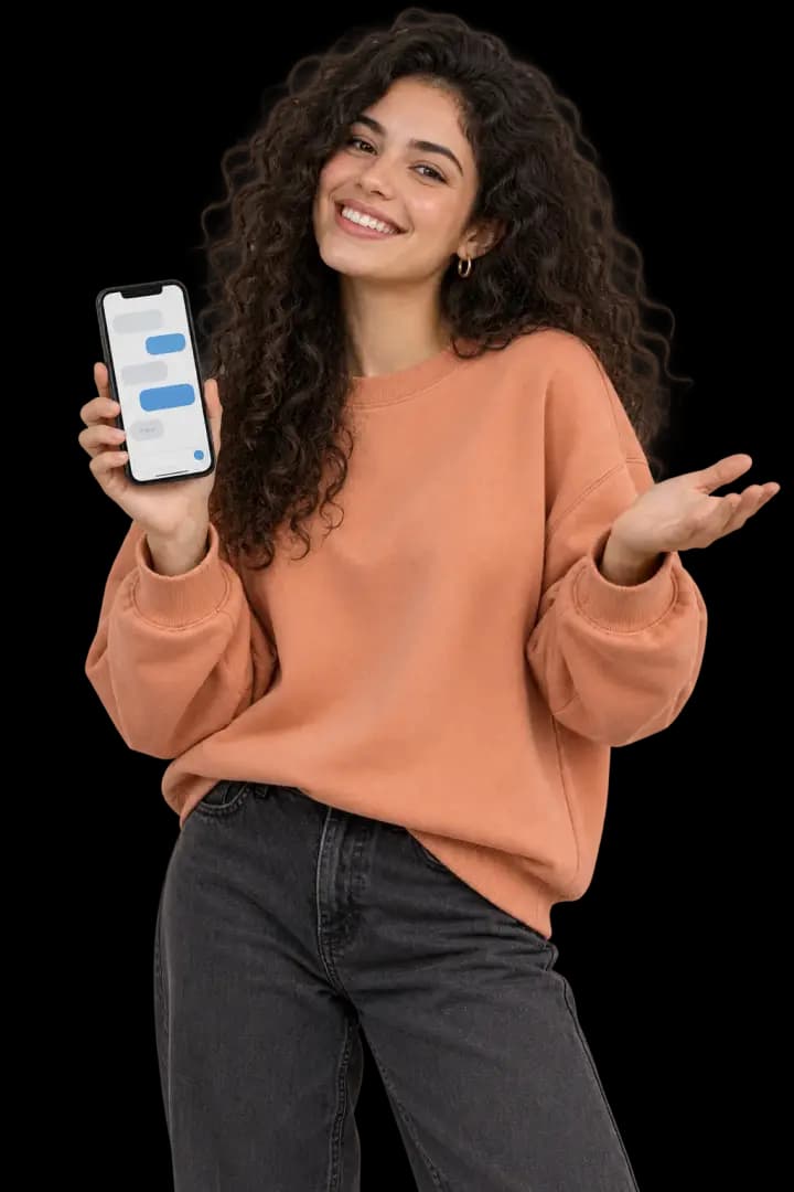 Person starting a conversation from their phone
