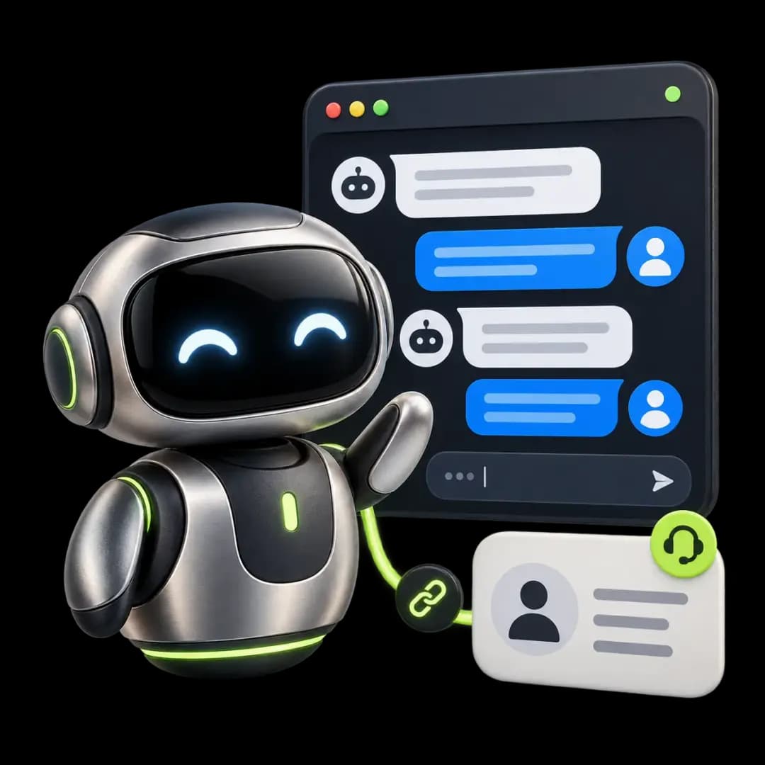 Website assistant answering visitor questions in a chat window
